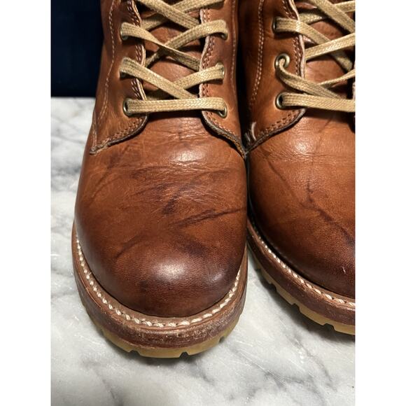 Women’s FRYE Boots Sabrina Lace-Up Distressed Tan Cognac Leather 6.5 Retail $438 - Picture 6 of 15